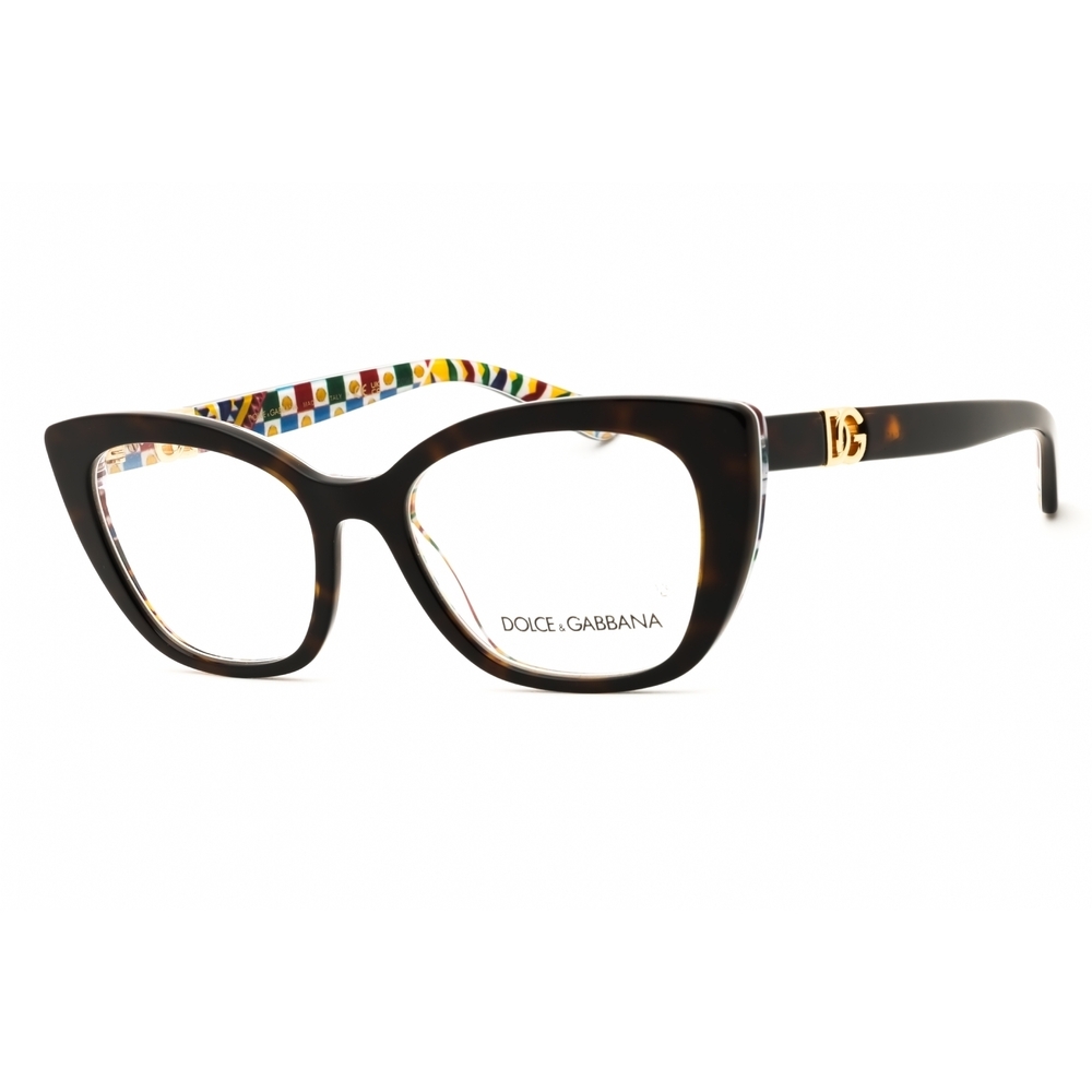 Dolce & Gabbana DG3398 Eyeglasses Dark Tortoise On Carretto Print Cat-Eye
